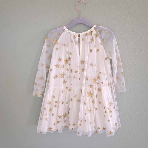 STELLA MCCARTNEY Girls Gold Star Cream Dress - Picture 2 of 5